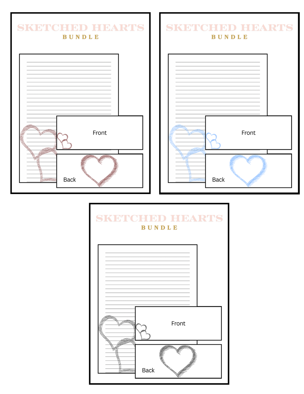 Sketched Hearts Letter Bundle
