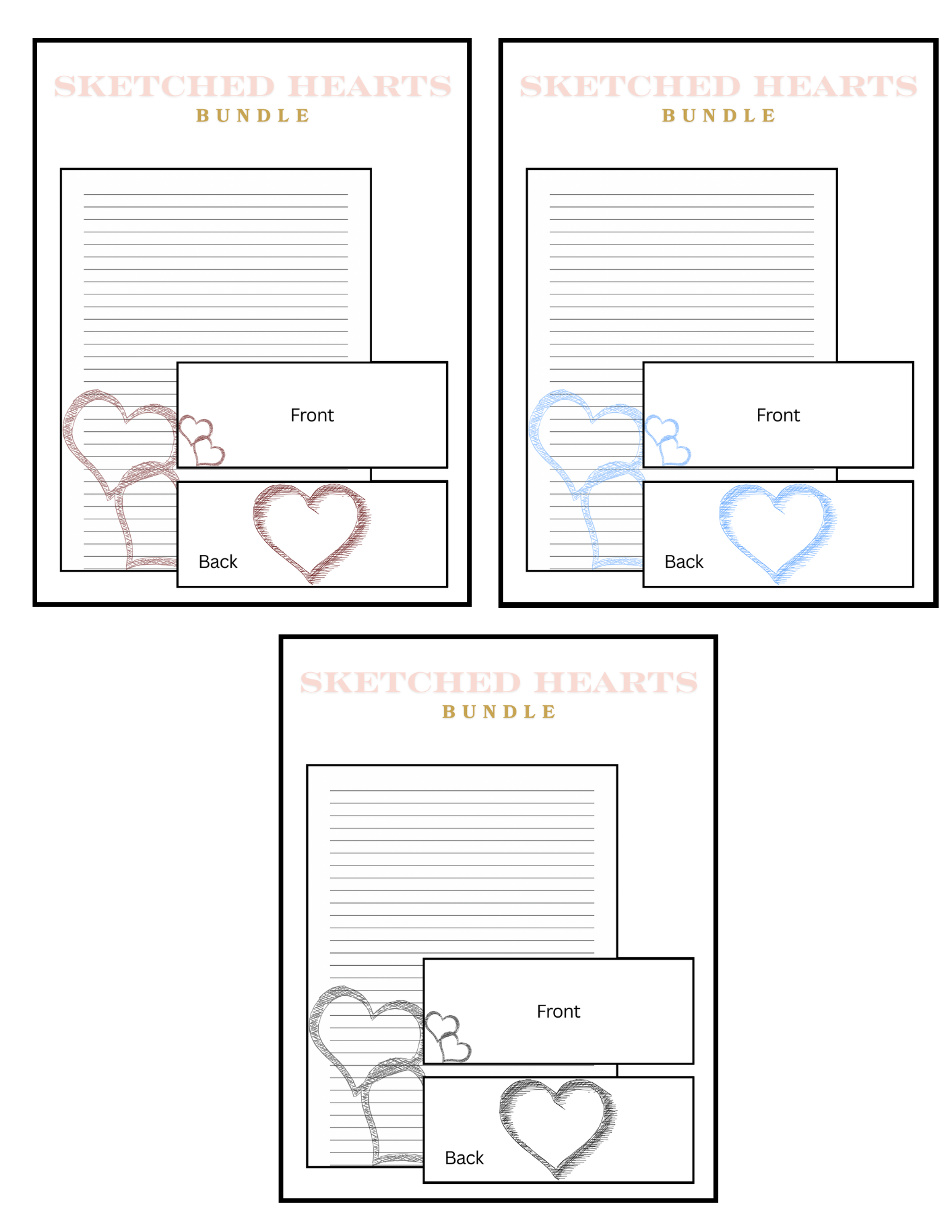 Sketched Hearts Letter Bundle